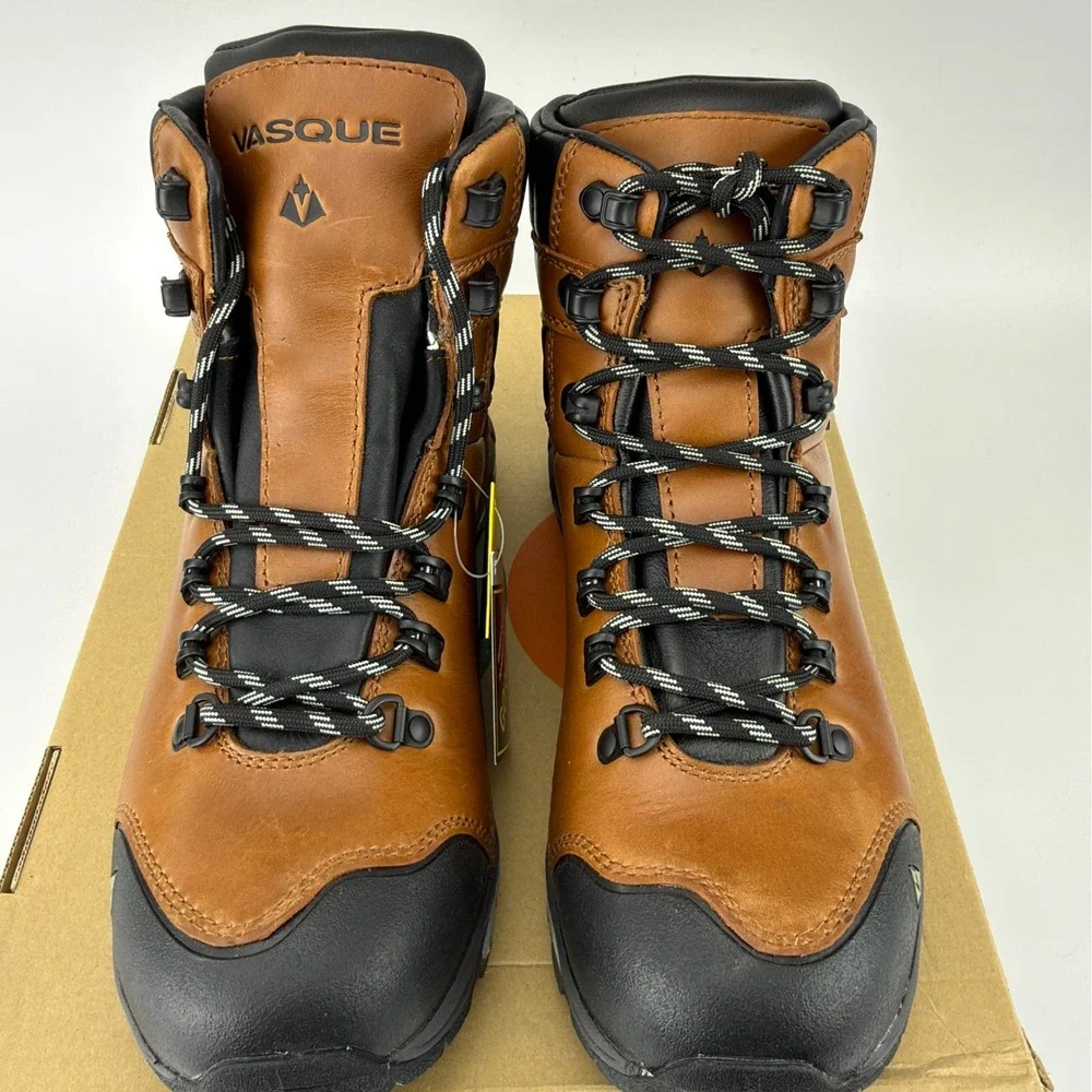 Vasque St Elias FG GTX Gore-Tex Mens Hiking Boots Cognac Size 8 Wide NIB 7146